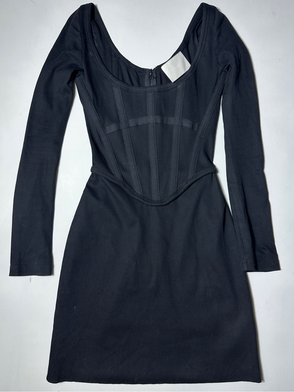 Dion Lee Black Long-Sleeve Scoop Back Mini Dress